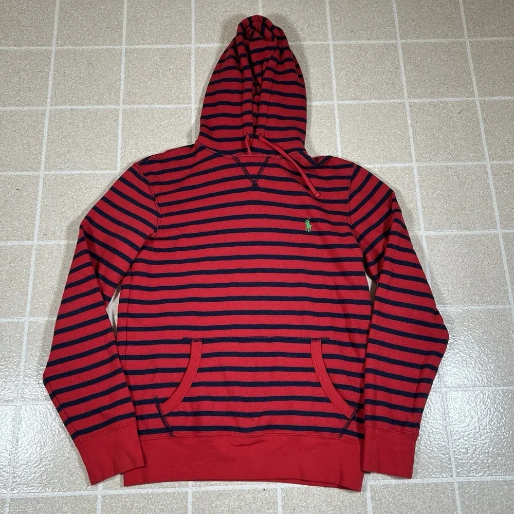 Vintage 90s Polo Ralph Lauren Pullover Hoodie Sweatshirt Mens Size Medium Stripe